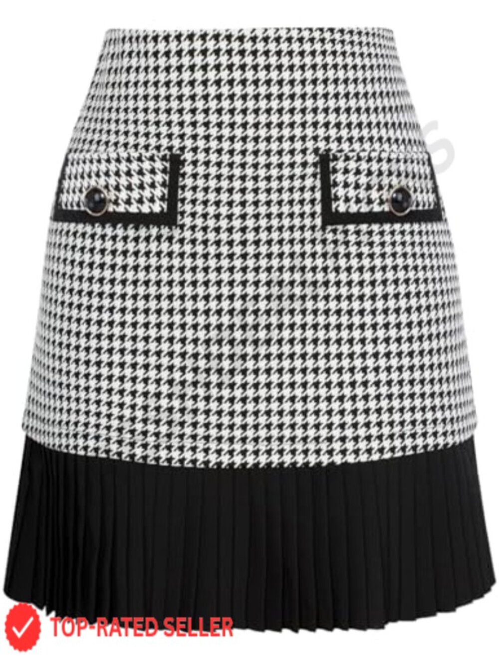 Women's High Waist Plaid A-Line Mini Skirt Pleated with Pockets